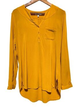 Camber & Grace Mustard Henley Tunic Blouse Boho Poetcore Fall